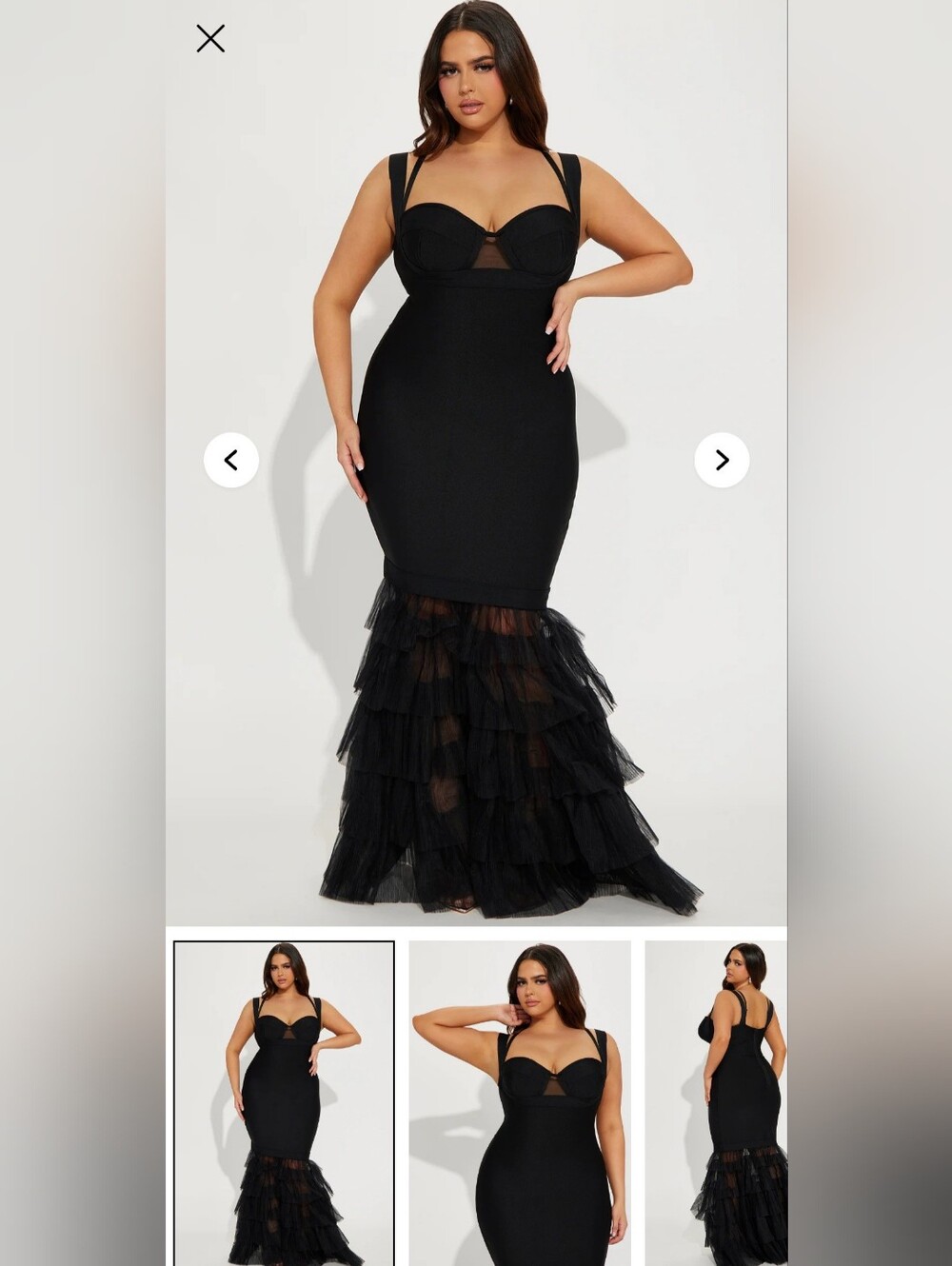 Fashion Nova Black Tulle-Hem Mermaid Maxi Dress - Picture 2 of 8